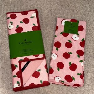 Kate Spade Red and Pink Apple Print Towels